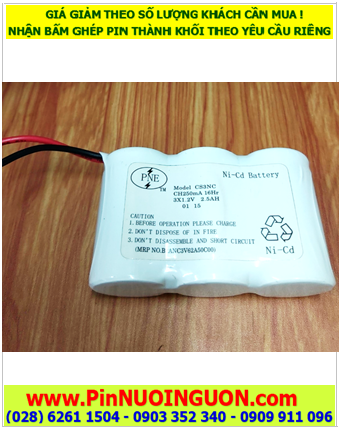 Pin đèn Exit thoát hiểm 3.6v C2500mAh NiCd CS3NC CH250mA, Pin đèn sự cố khẩn cấp 3.6v C2500mAh chính hãng